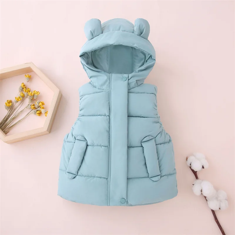 Kids Autumn Down Waistcoat Boys Girls Hooded Vest Children  Winter Casual Trend Clothing New Infant Fashion Warm Jackets  2-6Y