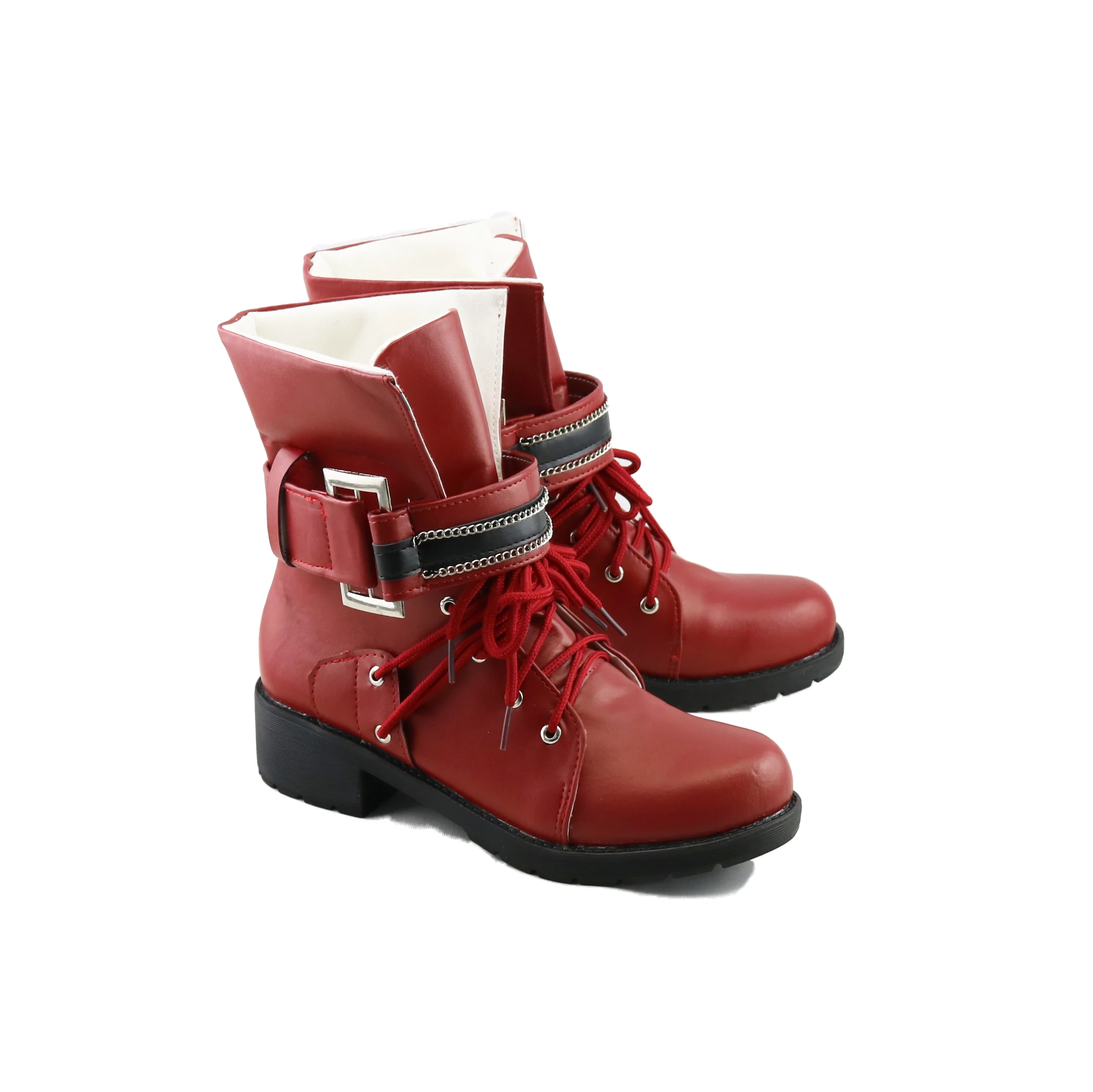  Game Tifa Lockhart Cosplay Shoes Tifa  Lockhart Cosplay Red Short Boots Shoes Women Men Halloween Role Play Cos Prop