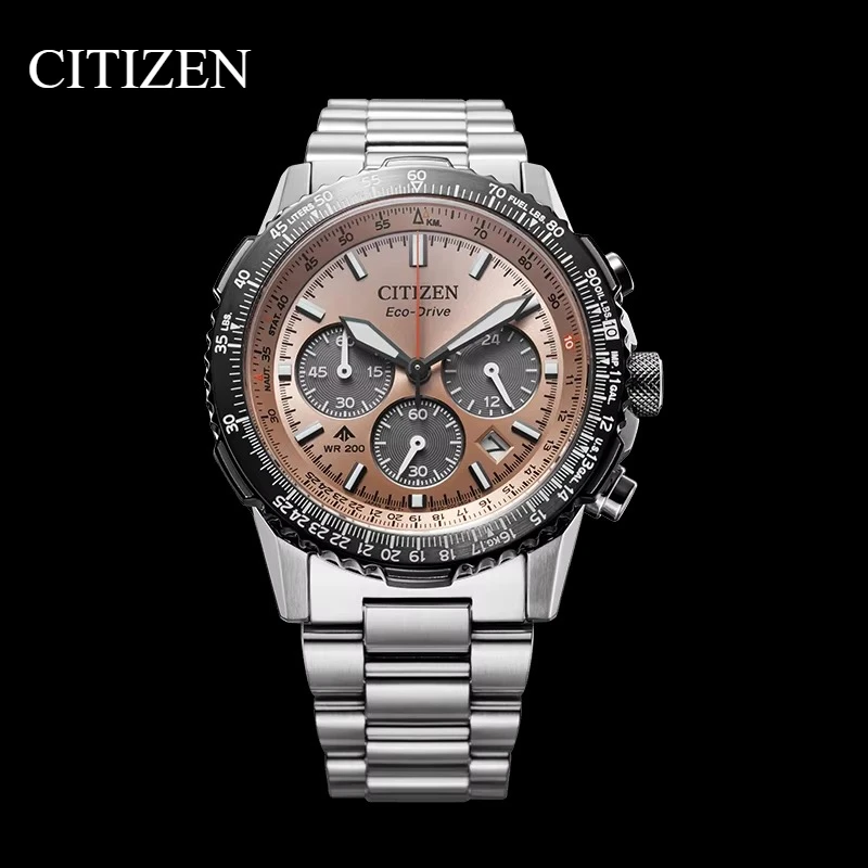 Original Citizen CA4664-60X Eco-Drive Chronograph 40mm Copper Dial Stainless Steel Bracelet Sapphire Crystal 200M WR