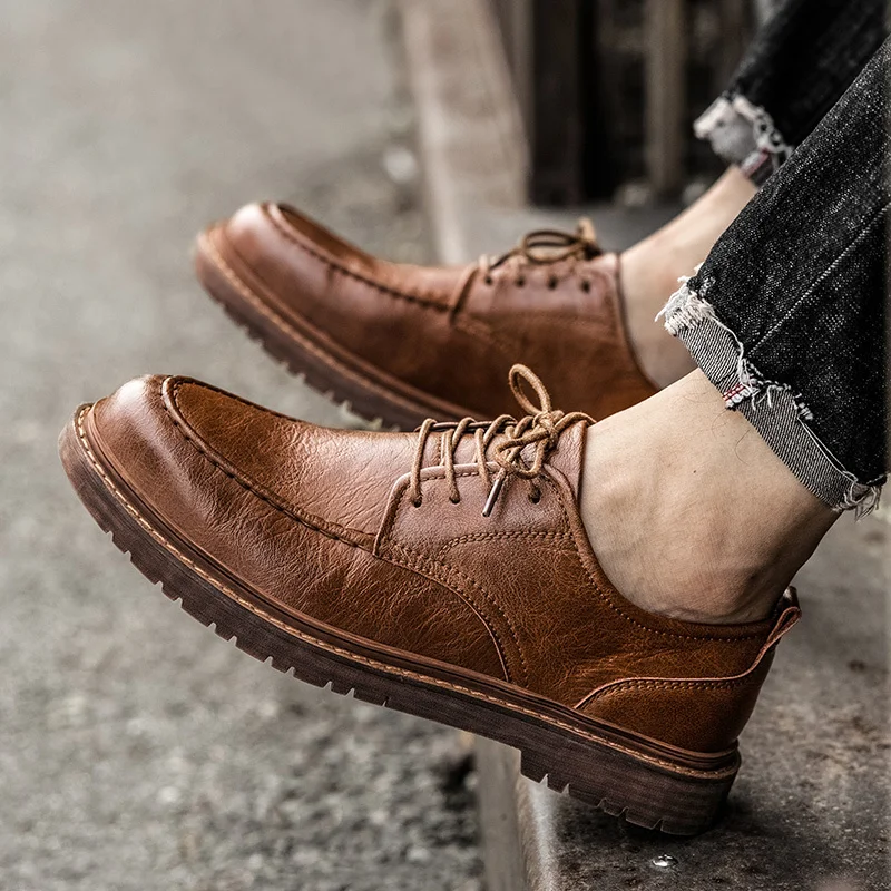 2023 Autumn New Men Shoes Casual Cow Leather Men Genuine Leather Oxford Shoe Wedding Shoes Work Boots Business Sneakers Zapatos