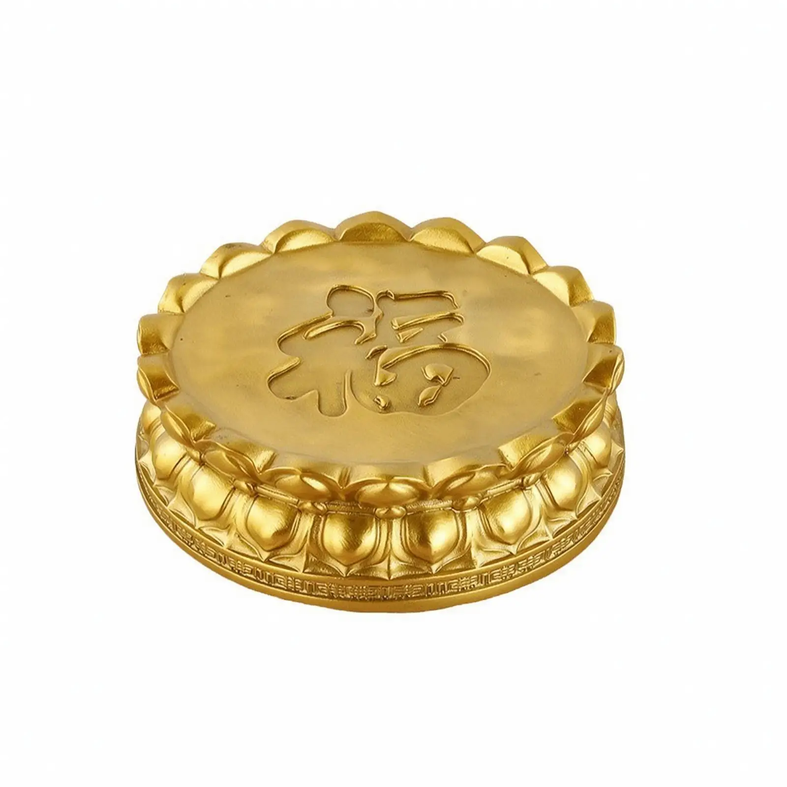 Elegant Brass Lotus Altar Stand for Buddha Statue Golden Tone Raised Platform Buddhist Decor Sculpture for Living Room Shrine