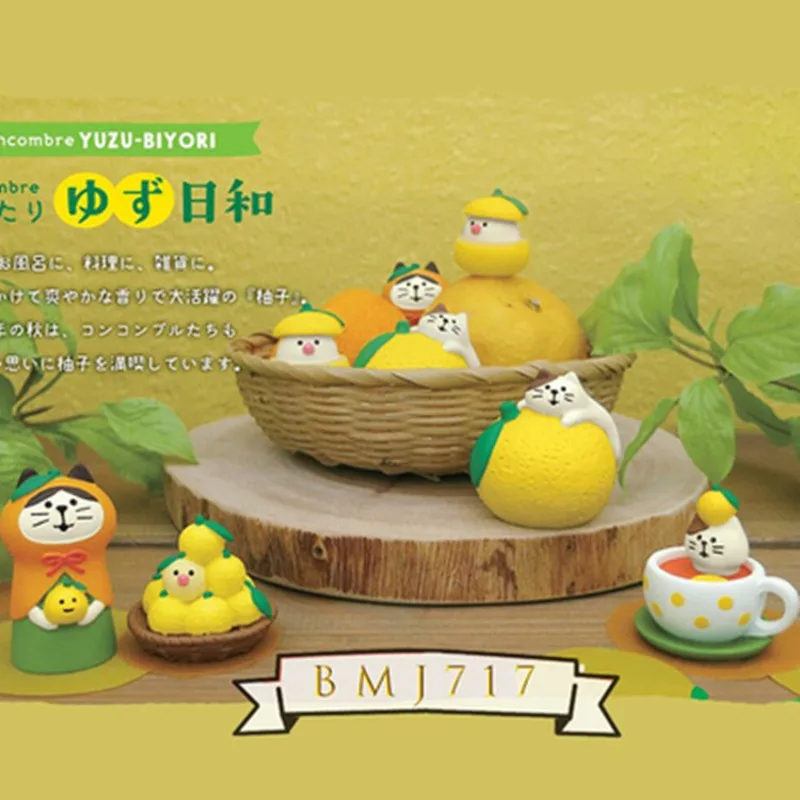 Zakka de Estilo Japonés, Serie Pomelo de Otoño, Taza de Té de Pomelo, Miniatura de Gato, Accesorios de Fotografía, Decoración de Resina, Artesanías