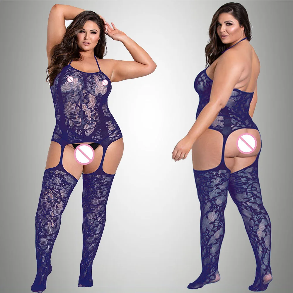 2024 New Plus Size Bodystocking Bodysuits For Women Sexy Fishnet Lingerie Babydoll Dress Porno Underwear Mesh Stockings For Sex