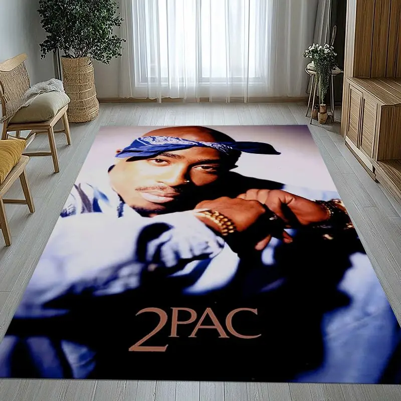 Vintage Tupac 2Pac West Coast Rap Legend Soft Non-Slip Large Area Rug for Living Room,Bedroom Carpet Mat for Sofa,Home Decor
