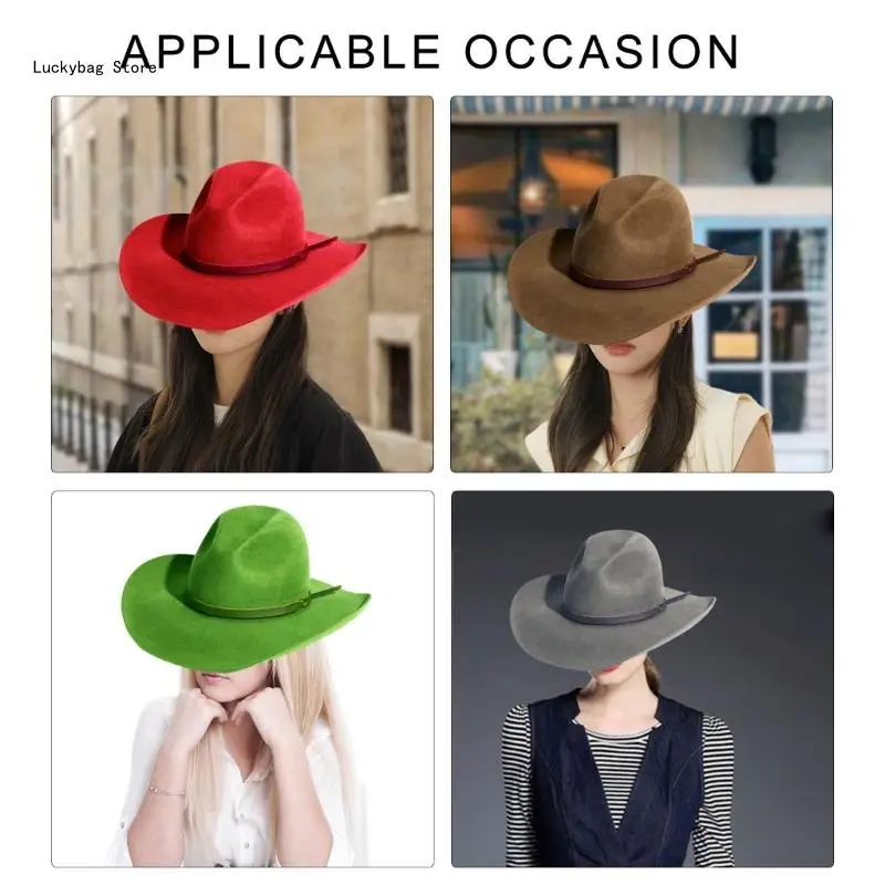 Wool Classical Exotic Cowboy Hats Victorian Age for Women Men Photo Props