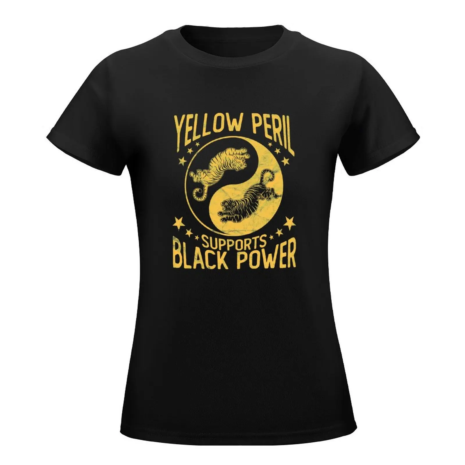 Yellow Peril Supports Black Power T-Shirt vintage clothes graphics plus size tops summer clothes Women tops