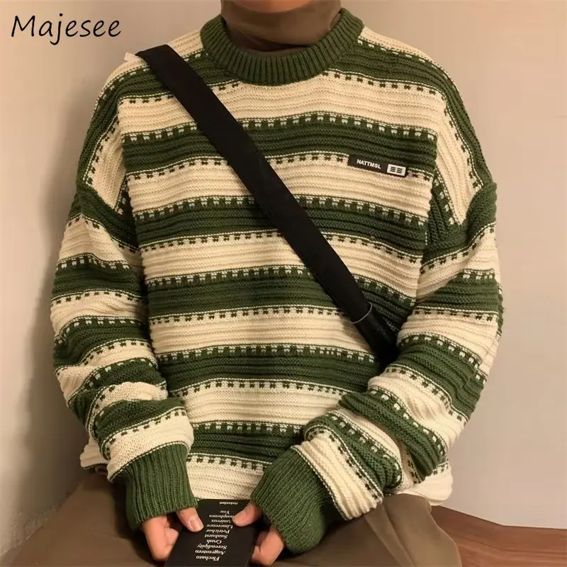 

Sweater Men Pullovers Winter New Arrival Korean Style Loose Japanese Knitwear Warm Casual Streetwear All-match Harajuku Students