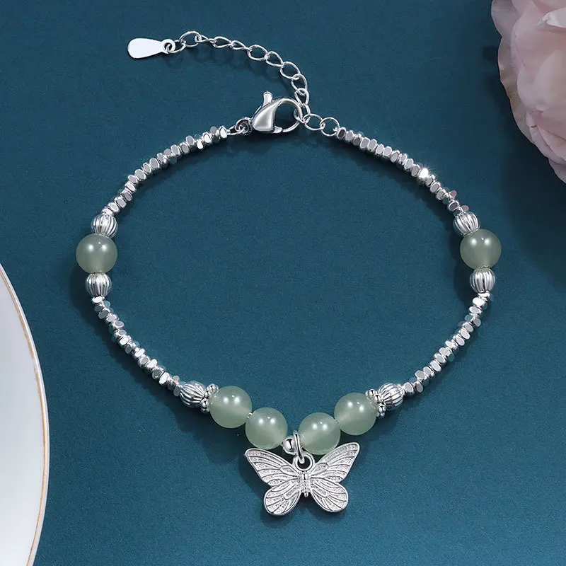 VENTFILLE 925 Sterling Silver Crushed Silver Bead Butterfly Bracelet For Women Gift Cute Romantic Jewelry Dropshipping Wholesale