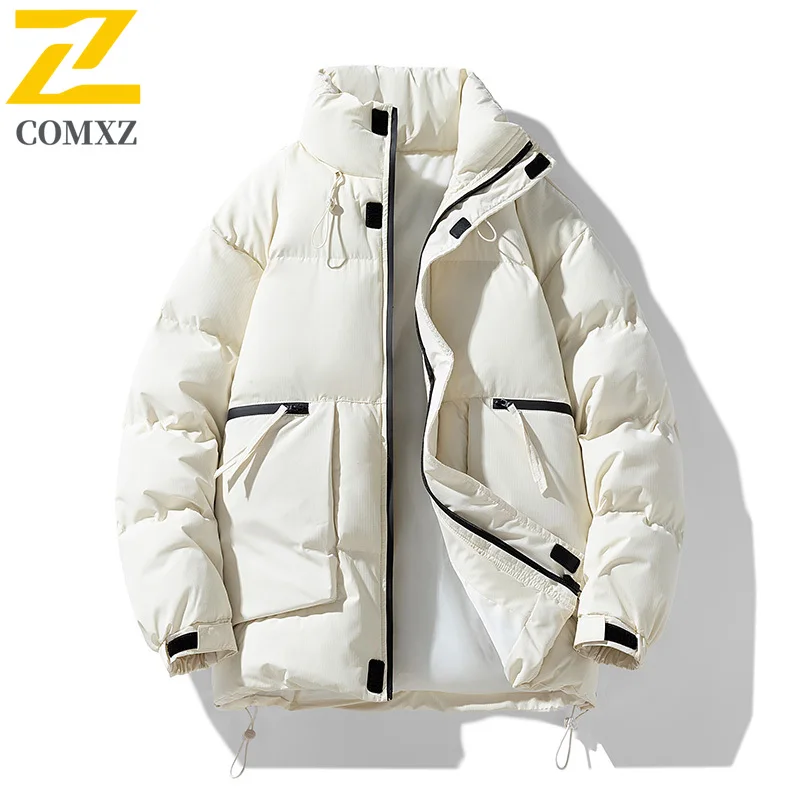 COMXZ 2025 Winter Jacket Stand Collar Japanese Style Trendy Thickened Warm Padded Jacket Loose Fit Cold Proof Plus Size Jackets