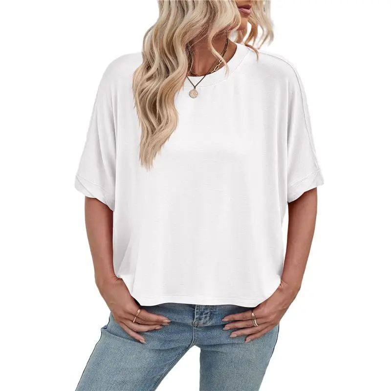 

CYL-Summer Shirts 2025 Womens Solid T Shirts For Women Loose Oversized Tops Basic Tee