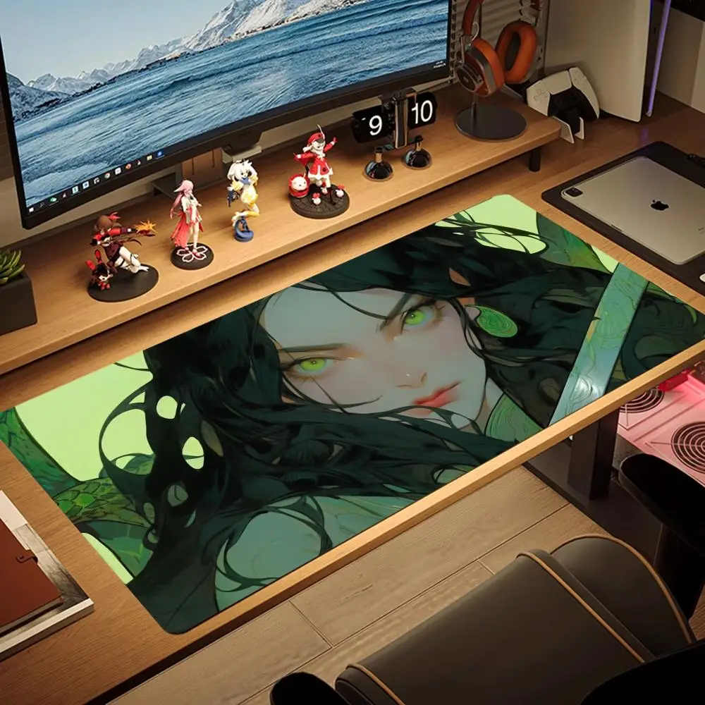 

Green snake girl keyboard Mouse Pad Large MousePad Gaming Rubber Lock Desk Mat tablet phone Computer mini PC Gamers work office