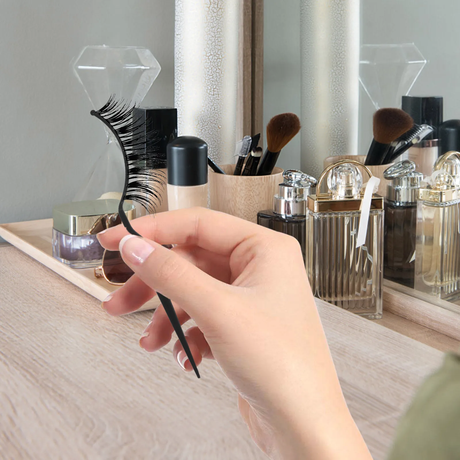 Vara de exibição de cílios postiços, suporte de fibra acrílica para ferramenta de exibição, acessório de cílios reutilizável e resistente e suave com 10 peças