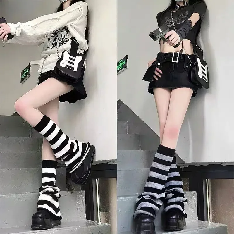 Gestreifte Beinwärmer für Damen, Lolita, lange Socken, gestrickte Leggings, japanische Wintersocken, Kawaii-Arm-Knöchelwärmer für Mädchen, Dame