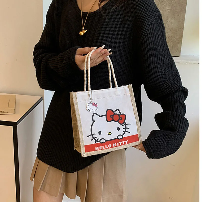 

Cartoon Puchi Dog Linen Tote Bag, Retro Small Linen Gift Bag, Cute and Simple Handbag
