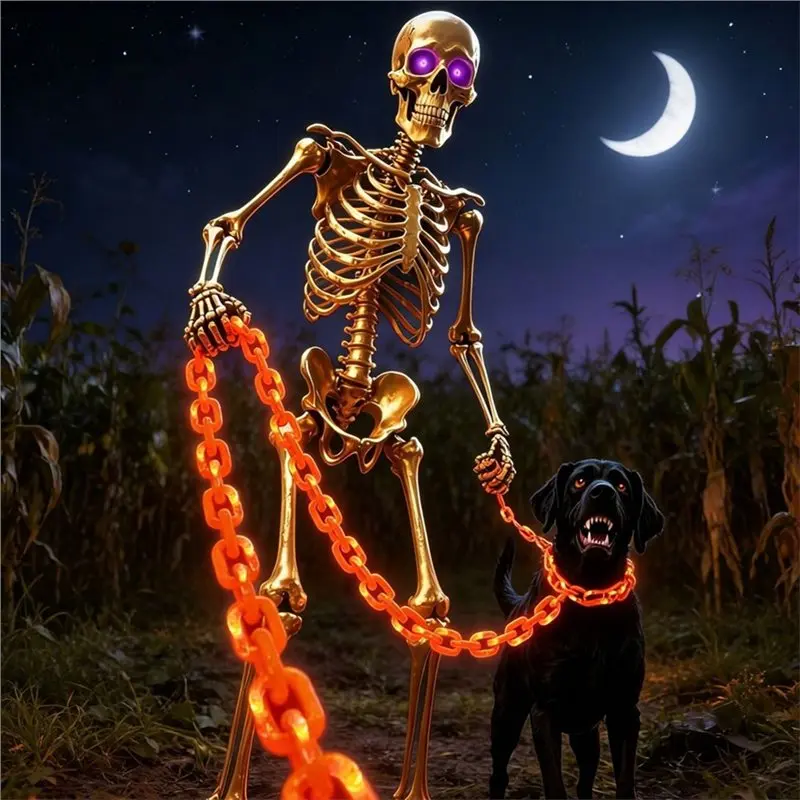 B17C Halloween Solar LED Chain Lights Halloween Plastic Chain Lights Props Chains With 8 Lighting Modes String Lights