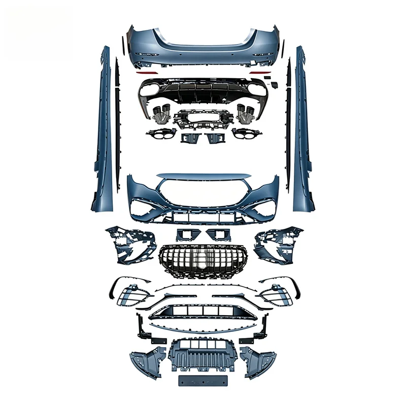 High Quality E53 Style PP Material Body Kit Front Bumper Rear Diffuser Side Skirts Unpainted Direct Fit Upgrade Fit For E Class