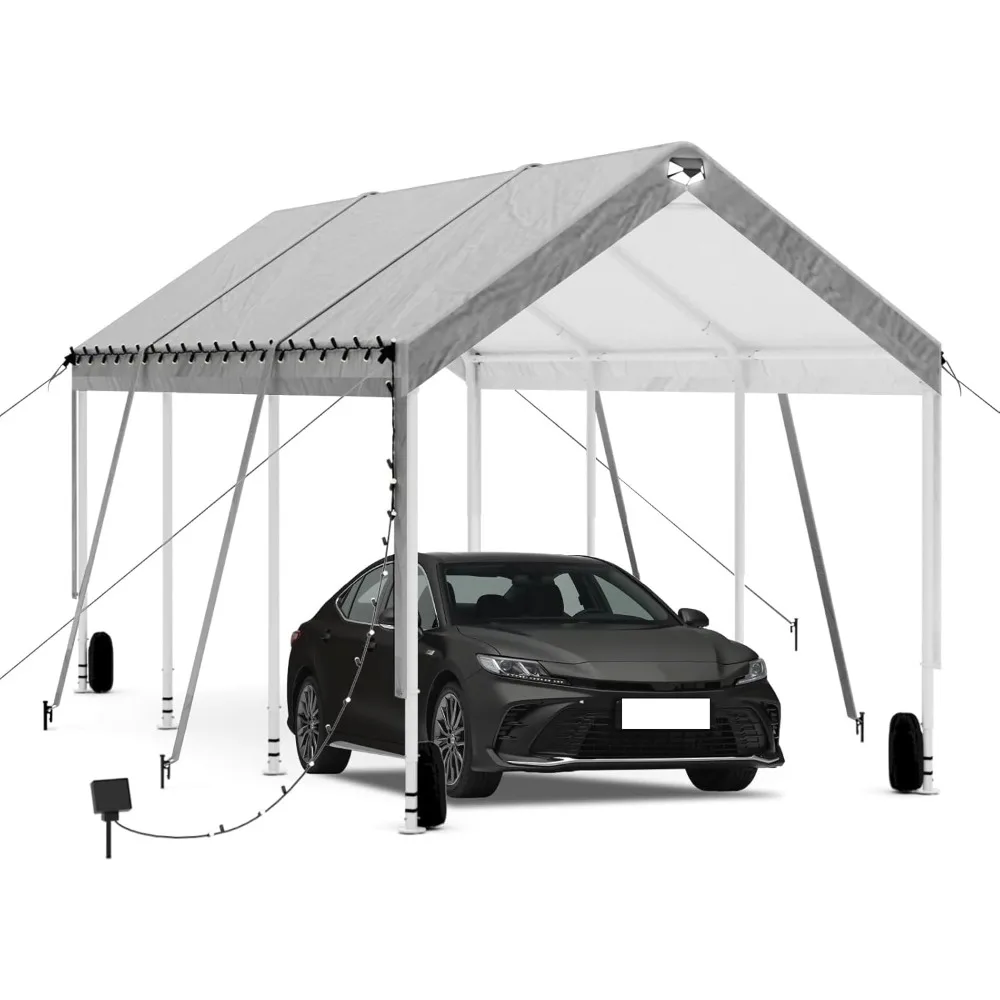 

Carports 10X20 Heavy Duty, портативный гараж с автомобильным портом, навес для автомобиля с регулируемой высотой от 9,5 до 11 футов, наружный автомобильный навес