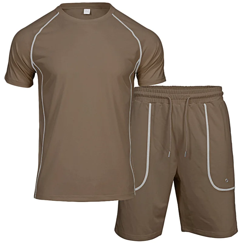 Ji New Small Twill Men's Casual Sports Thin Lapel POLO Shirt Short Sleeve Set 2-piece Set Cw38134