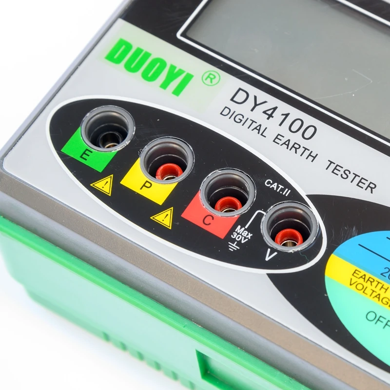 DUOYI DY4100 Digital Earth Ground Resistance Tester 0-2000 Ohm Megohmmeter HD LCD 0.01Ω Earth Voltage Resistance Meter Data Hold