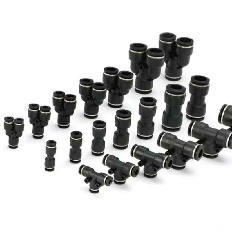 5 PCS 4 6 8 10 12 MM OD Tube PE PEG T-type 3 Ways Pneumatic Air Fitting Quick Release Push To Connect T-Connector Compressed Air