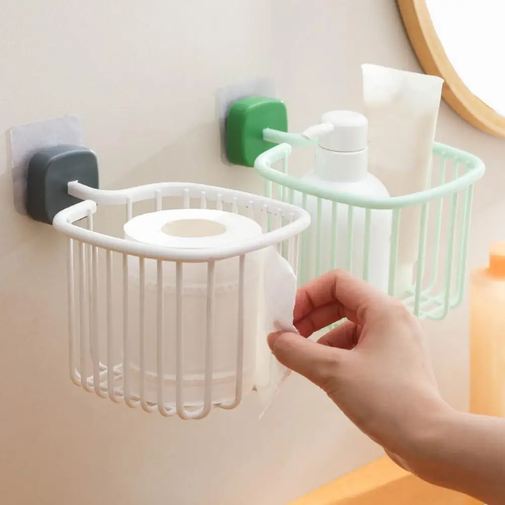 

Toilet Paper Shelf Bathroom Kitchen Tissue Box Wall-Mounted Punch-free Bath Toilet Paper Holder Household Supplies