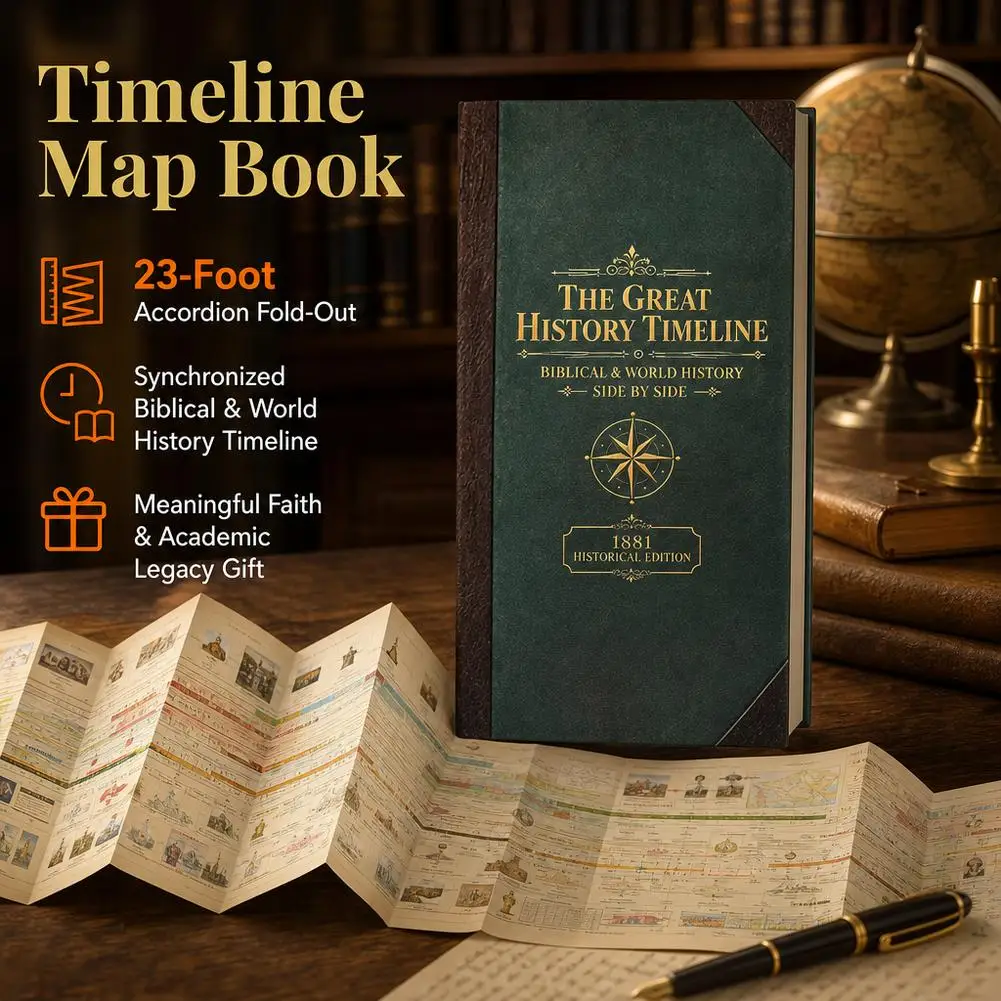 Adams Time Chart Biblical Timeline Map Book World & Church History Vintage Hardcover Bible Study Book Educational History Book