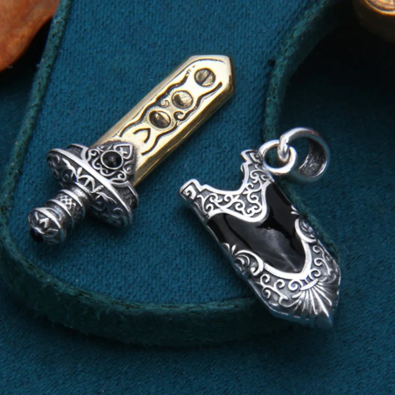 S925 Sterling Silver Charms Pendants for Women Men New Fashion Brass Sword Scabbard Detachable Jewelry Wholesale