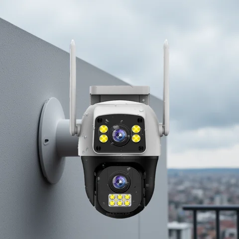 8MP 4G Sim Card Camera Dual Lens Dual Screen Wireless WiFi Outdoor Surveillance Human Detect Security Protection PTZ IP Cameras