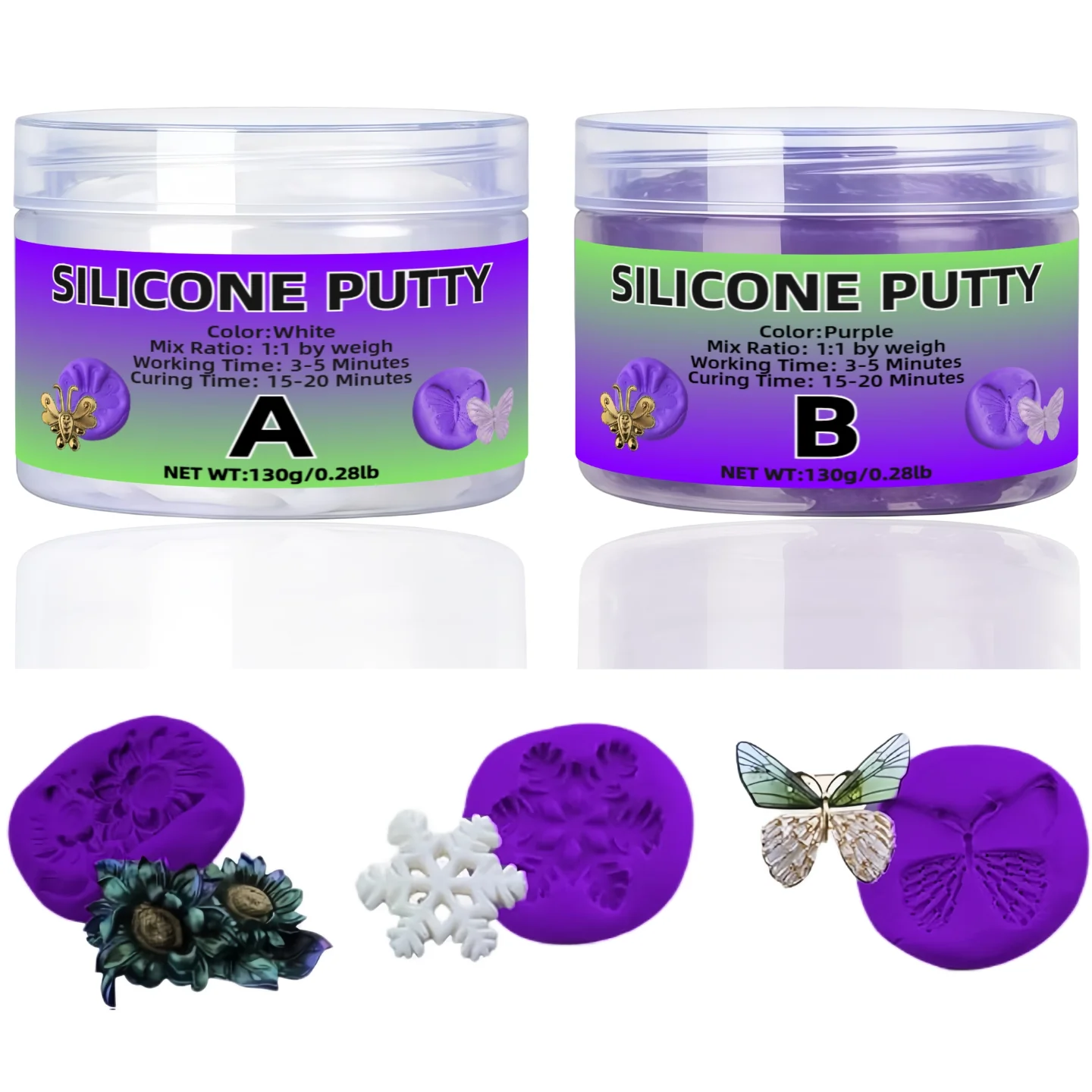 Matière première en silicone 1A:1B pour moulage, artisanat de Noël, projets faits main en résine époxy (violet)