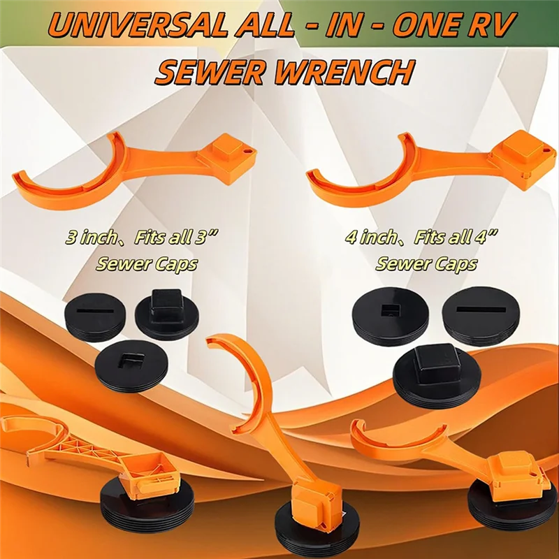 

2 шт., ключ для канализационного шланга для автодома, 3 и 4 дюйма, мужской/женский колпачок, инструмент для шлангов Camco Rhino/разрешение, для заглушек для очистки