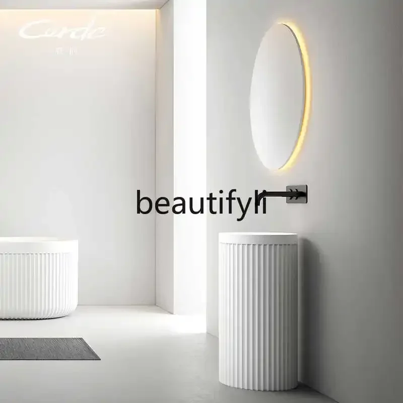 

ss8350 ss 25Column basin Art basin Personalized small apartment bathroom Hand and face basin Artificial stone