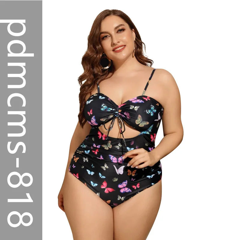 

AliExpress Butterfly Print Large Size High Waist One-piece Bikini Swimsuit Women's 2025 New