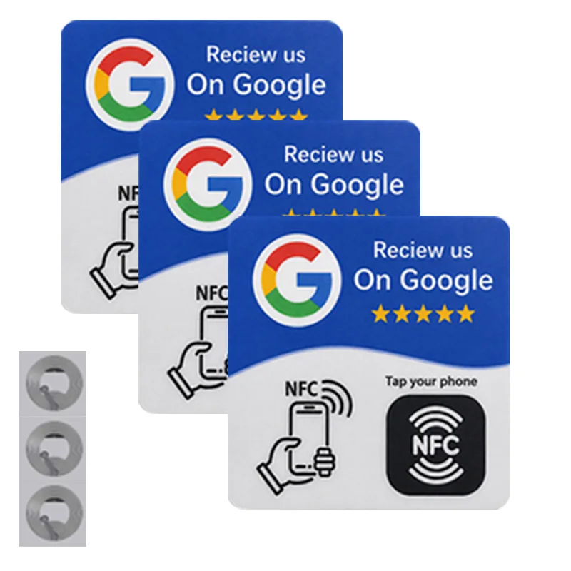 Programmeerbare, getextureerde, waterdichte en slijtvaste zelfklevende NFC-sticker NFC215 13.56MHz, diameter ≈10 cm. Google-beoordeling