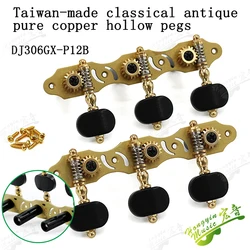 1 Pair Left and Right Antique Pure Copper Classical Guitar String Tuning Pegs Machine Heads Tuners Keys 306GX-P12