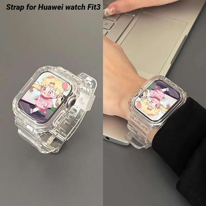 Transparent Strap for Huawei watch Fit3 Silicone Watchband For HUAWEI Watch Fit3 Smartwatch Sport Bracelet Woman Man Wristband