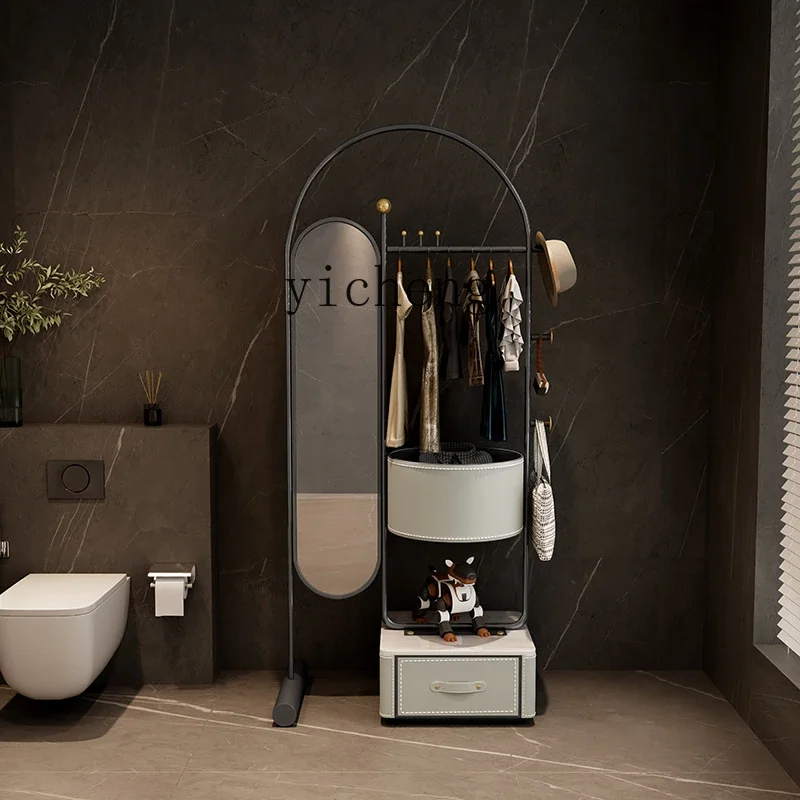 

TQH simple with mirror coat rack bedroom floor hanger storage bag rack vertical storage rack