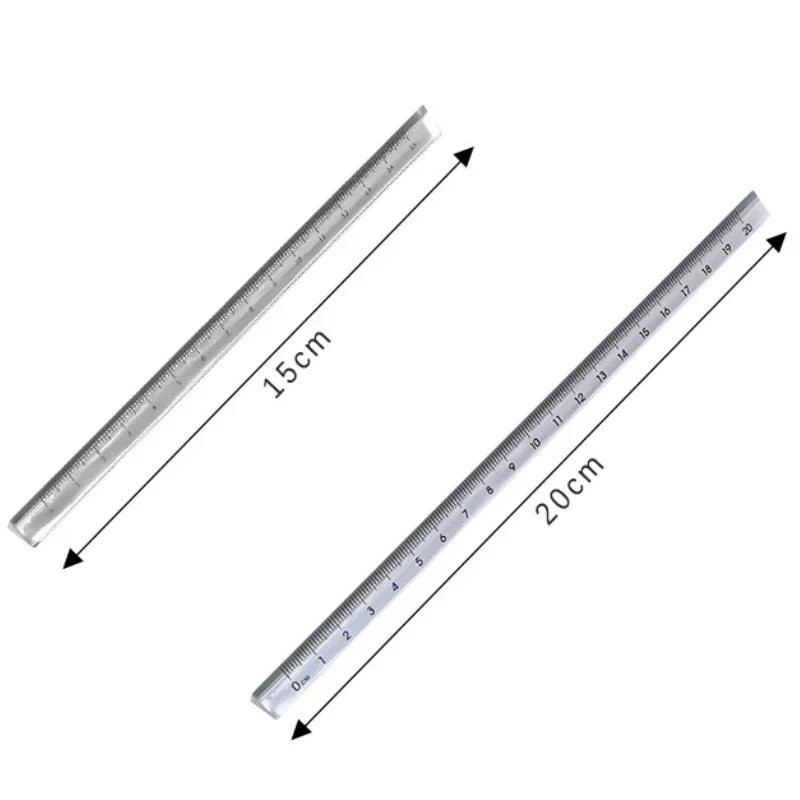 Régua triangular transparente, material escolar e de escritório, papelaria, 1 peça