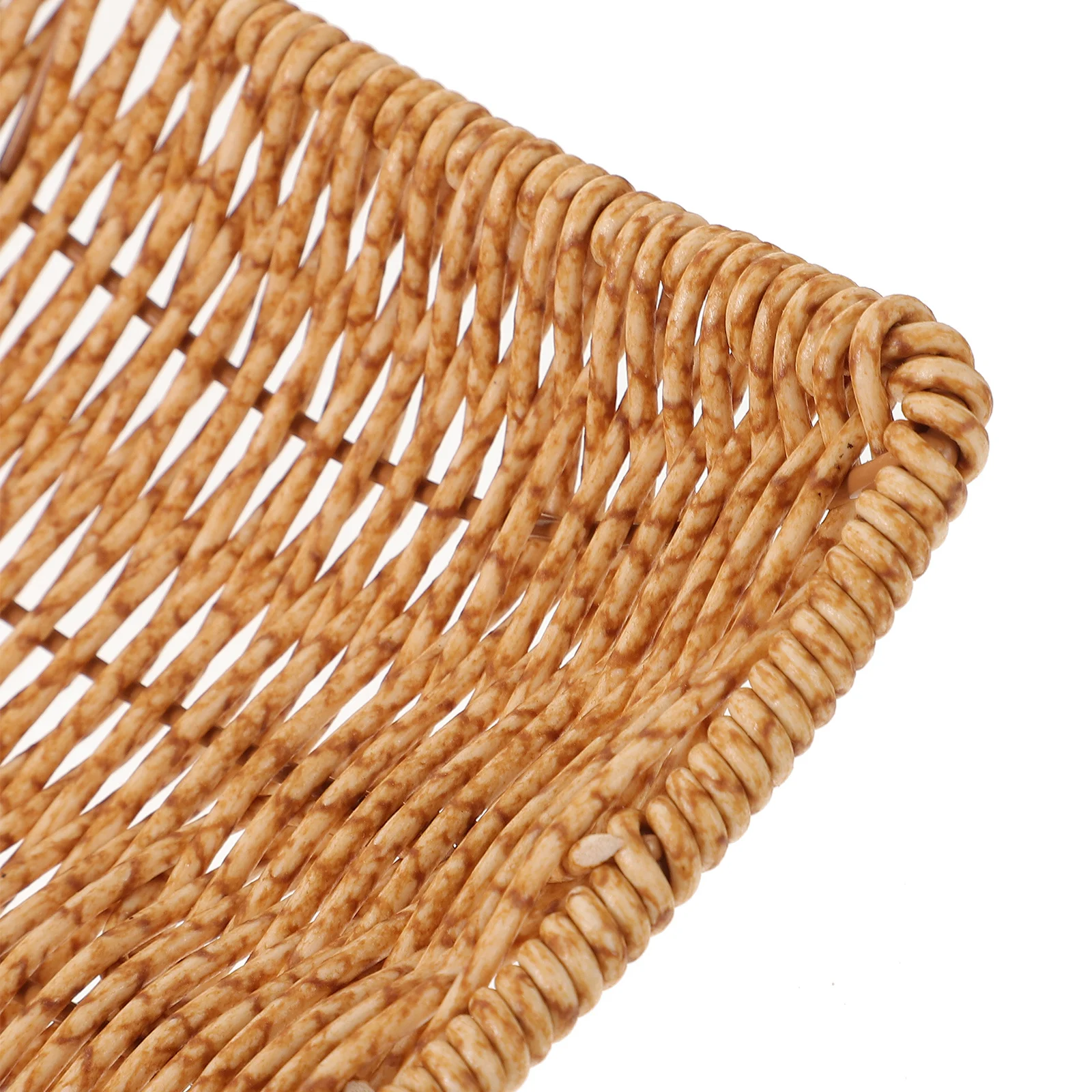 

Woven Snacks Tray Imitation Rattan Storage Plate for Bread Fruit Sundries Smooth Surface Fine Workmanship Desktop Organization