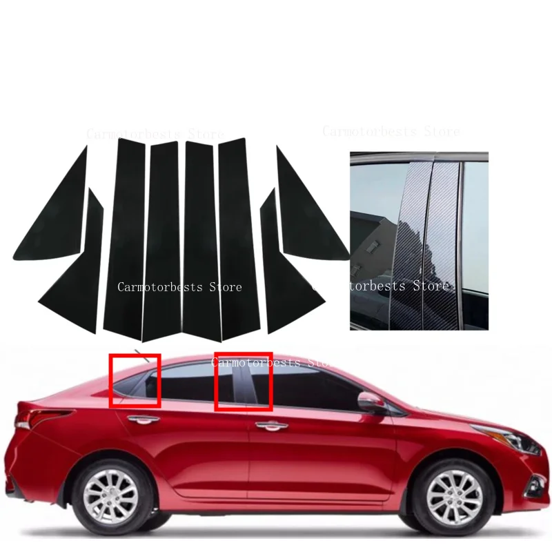 Glossy Black Pillar Posts Fit For Hyundai Accent HC/YC Verna Solaris 2018 2019 2020 2021 2022 Door Window Decal Sticker Cover