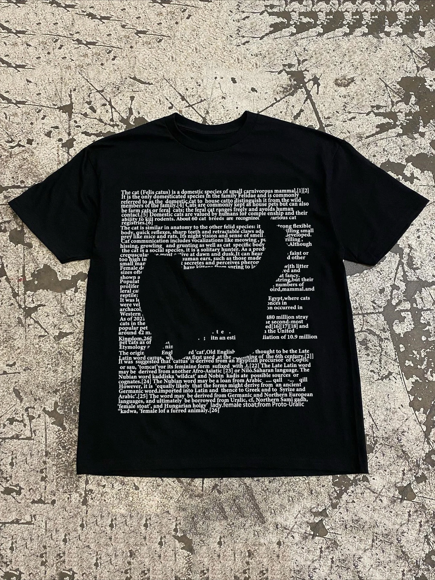 Cat Vintage Distressed Aesthetic Paragraph  Heavyweight Graphic Tee Cotton Mens Womens T-Shirt Summer Streetwear