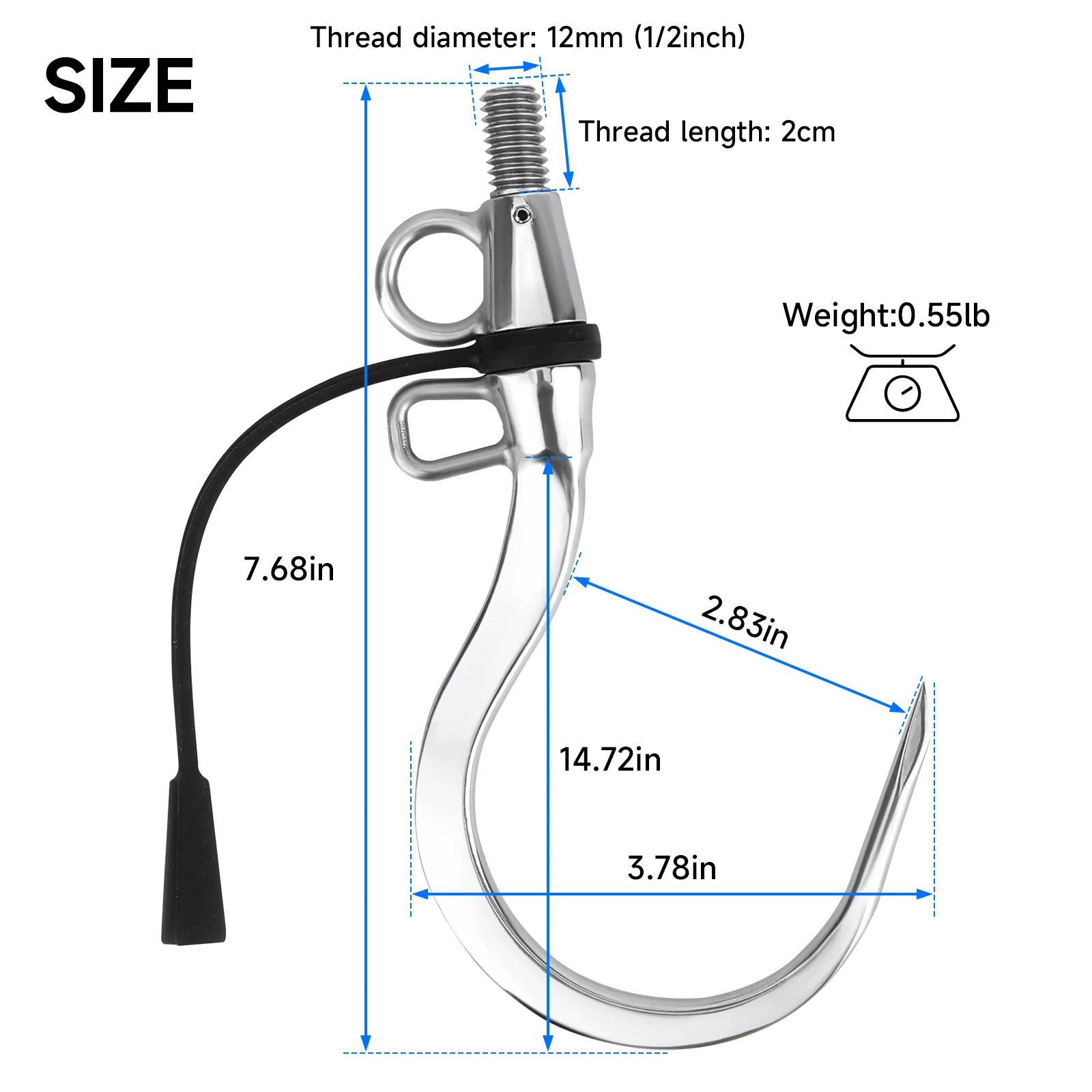 SANLIKE-gancho de lanza de pesca de doble agujero, accesorio de acero inoxidable 1/2 UNC para pesca en agua dulce y salada