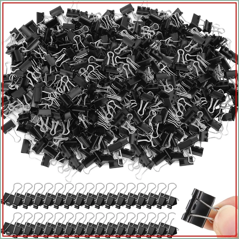 

500 Pieces 0.6 Inch Black Binder Clips Bulk Small Paper Clamps Metal Paper Clips for Office School Supplies