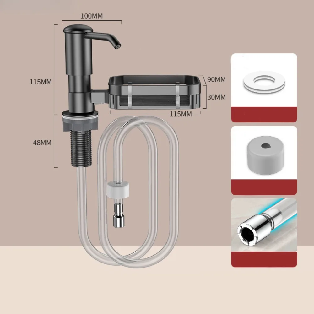 Brushed Nickel Built in Soap Dispenser High Suction Power Wear-resistance Sink Soap Dispenser Rust-proof Space Saving