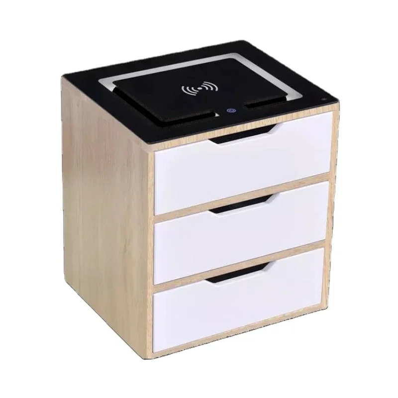 

Smart Tempered Glass Top Drawer Night Stand Gloss White Luxury Nightstand Modern Bedside Table