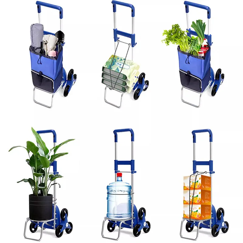 Carrito de compras eléctrico plegable, máquina de escalada de escaleras silenciosa, bolsa de compras para el hogar, carrito portátil para acampar al aire libre para personas mayores