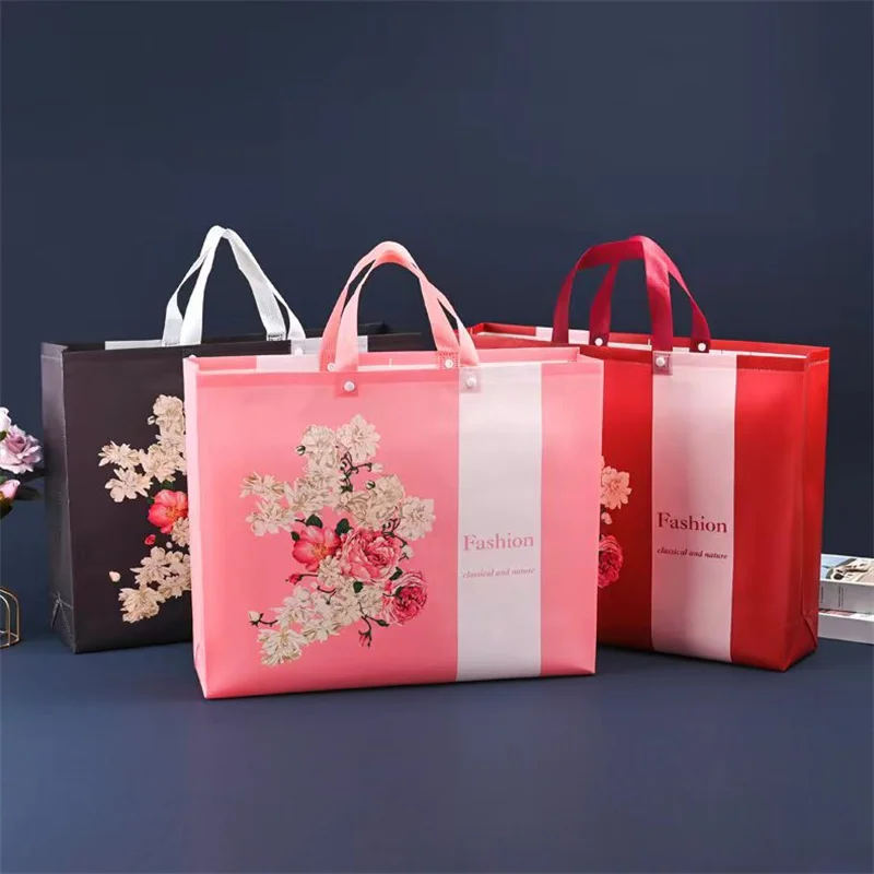 StoBag 10pcs Non-woven Tote Shopping Bags Fabric Large Clothes Packaging Eco Portable Waterproof Storage Reusable Pouches Home