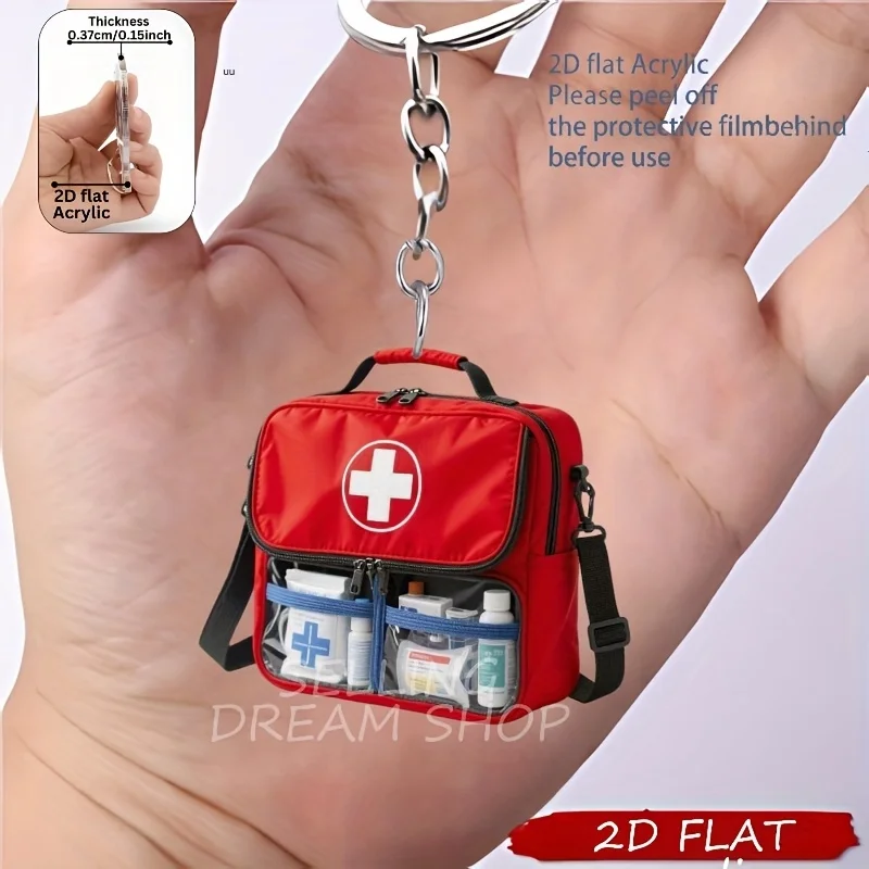 30 Stück/10 Sets Erste-Hilfe-Schlüsselanhänger-Sets, 2D Flaches Acryl Rotes Kreuz, Langlebige Auto-Dekoration für Trainings-Souvenirs und Abschlussgeschenke – Detail 5