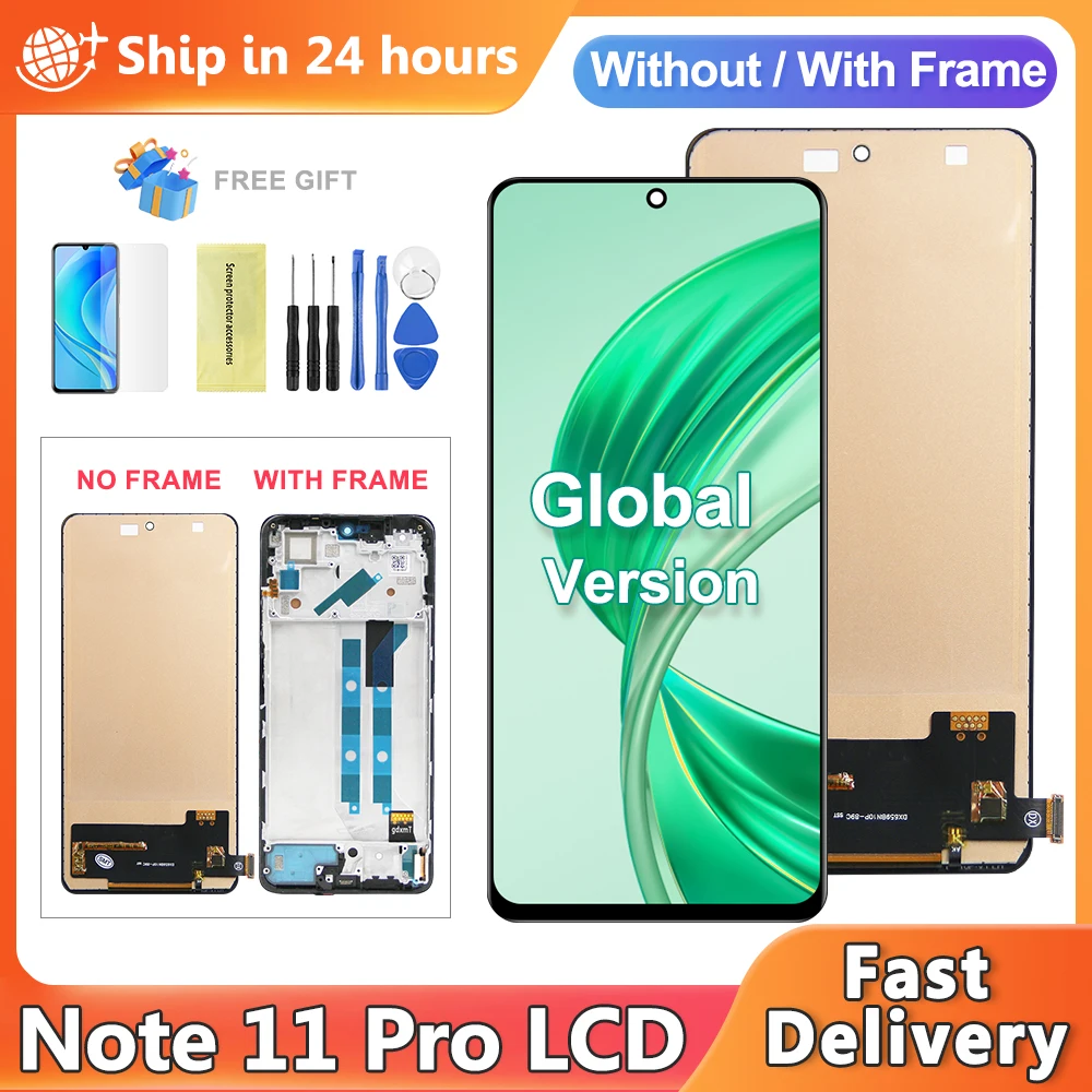 AMOLED For Xiaomi redmi note 11 pro 2201116TG Lcd Display Touch Screen Digital note 11 pro Display Screen Assembly (Global)