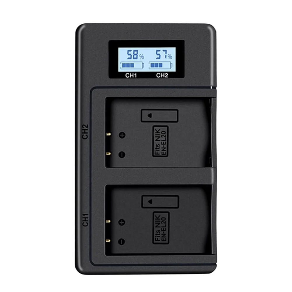 Mcoplus EN-EL20 EN-EL20a LCD Dual Battery Charger for Nikon 1 AW1 J1 J2 J3 J4 S1 S2 V3 Coolpix P950 P1000 Coolpix A