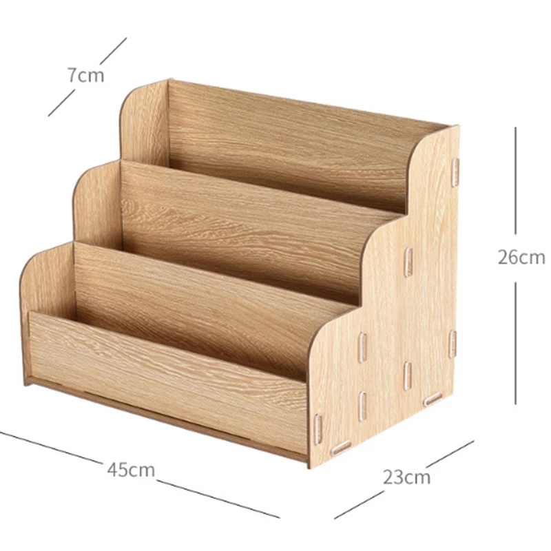 Diy Desktop A4 Wooden File Rack Multifunctional Creative Finishing Office Storage Box Information Rack Office Storage Rack